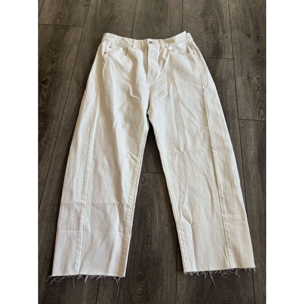 Madewell White Curvy Pieced Barrel-Leg Jeans